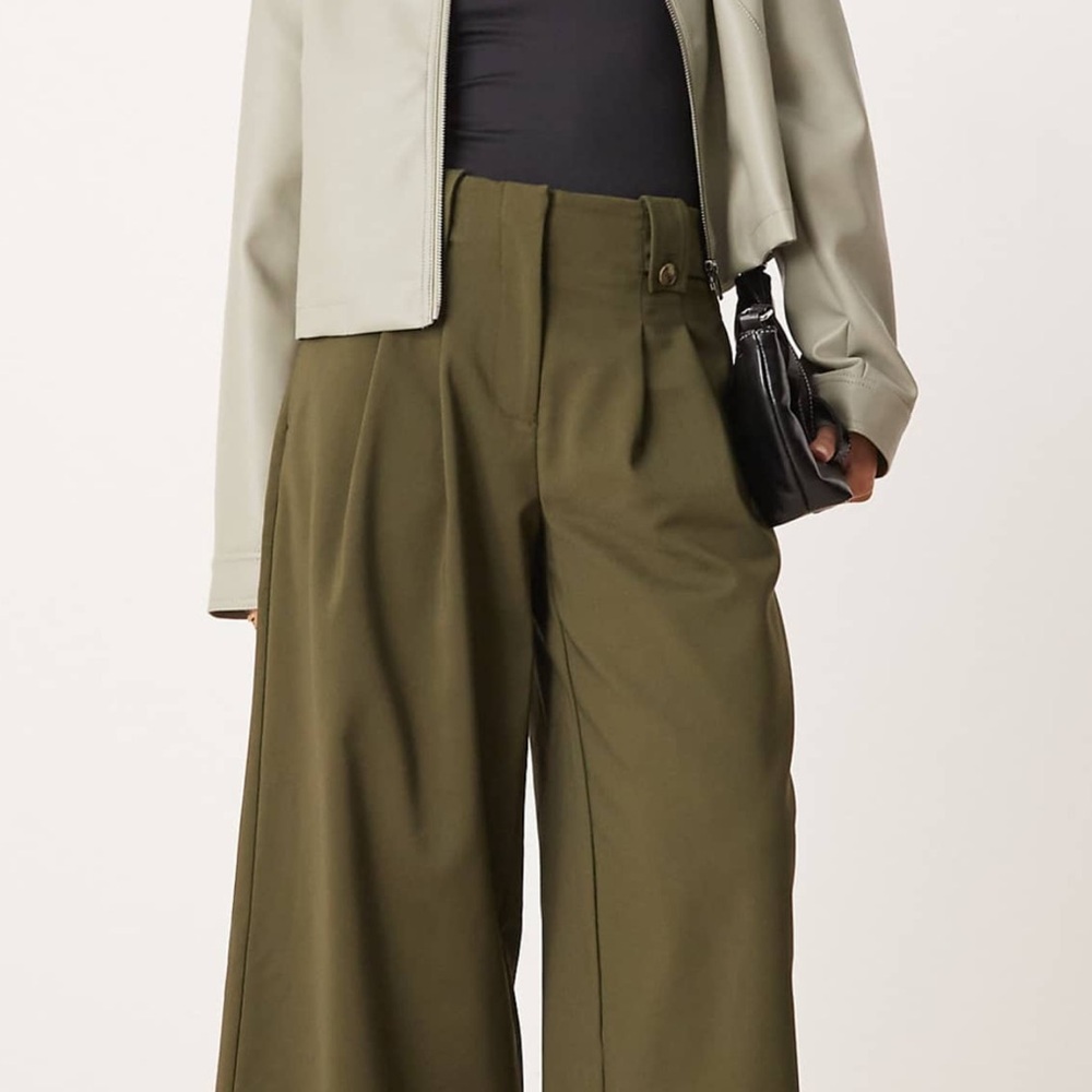 ASOS Olive Wide-Leg Cropped Pants